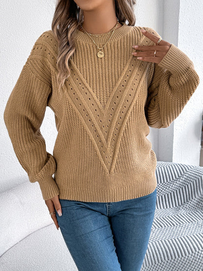 Dolce Paris |  Pull à col rond ajouré à manches longues