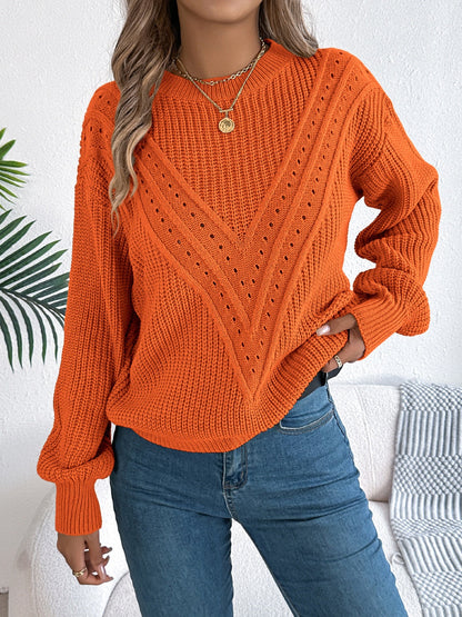 Dolce Paris |  Pull à col rond ajouré à manches longues