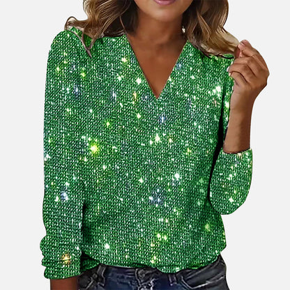 Flower - Blouse à col en V en diamant