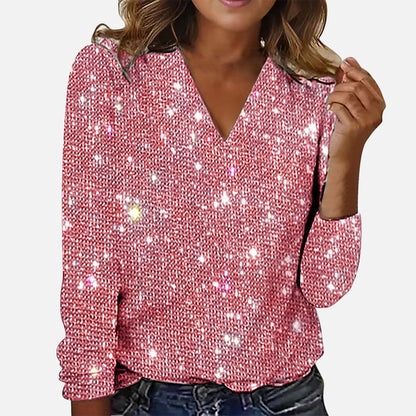 Flower - Blouse à col en V en diamant