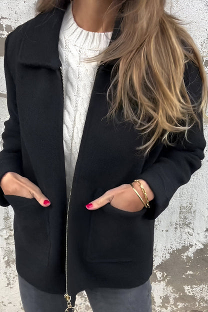 Sarah | Veste à fermeture éclair avec col stylé