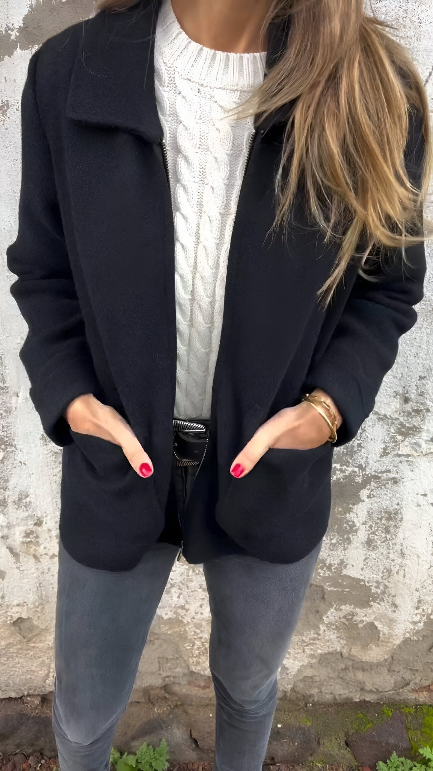 Sarah | Veste à fermeture éclair avec col stylé