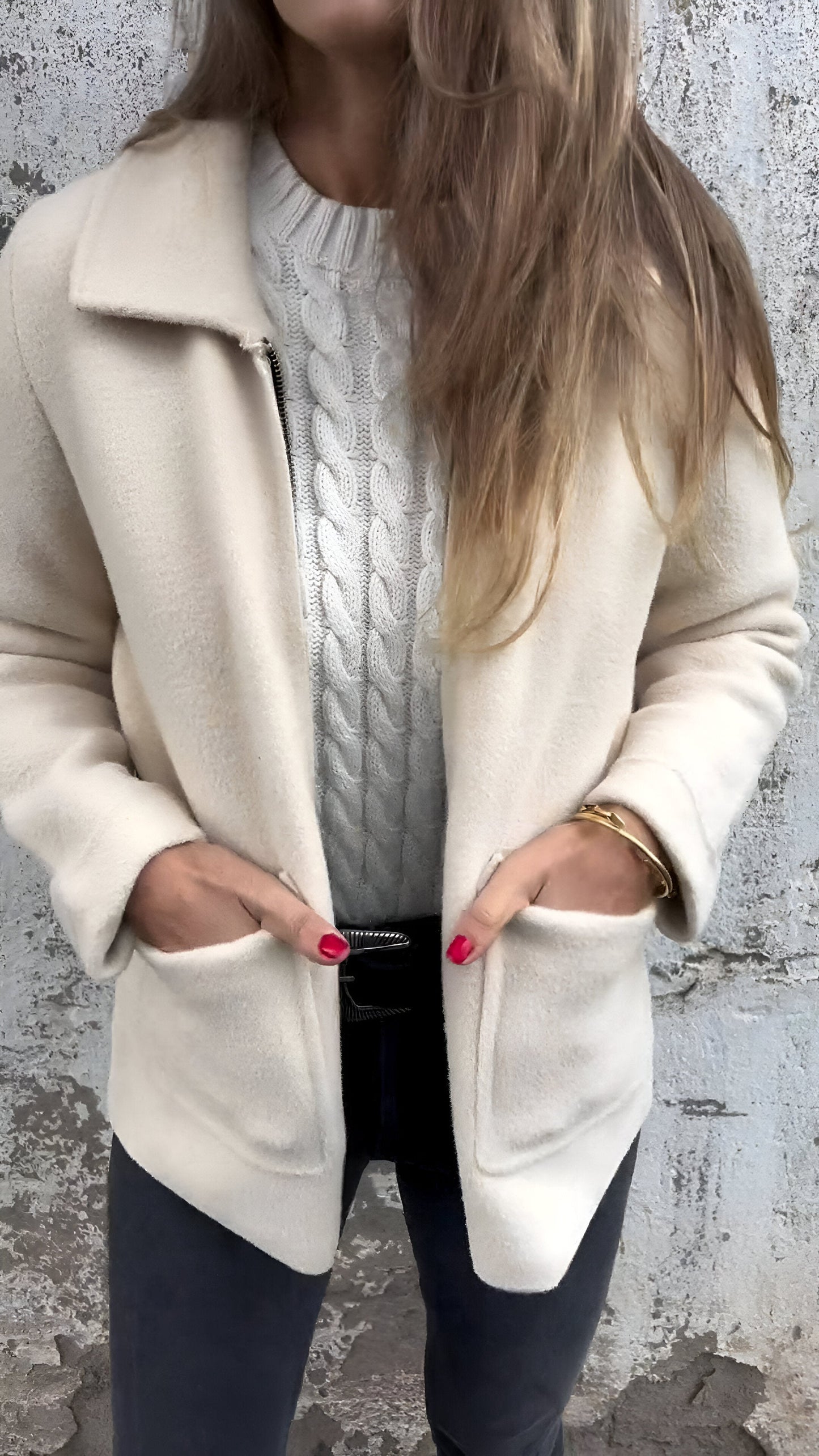Sarah | Veste à fermeture éclair avec col stylé