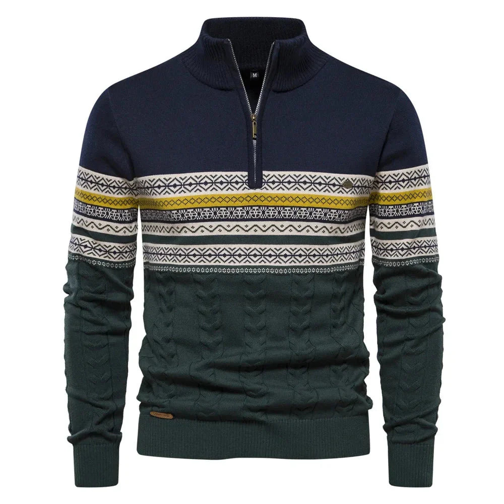Florent | Pull Fair Isle avec demi-zip