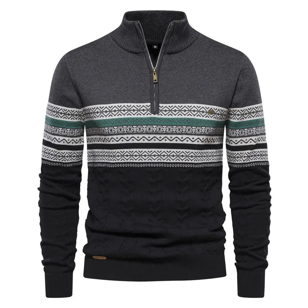 Florent | Pull Fair Isle avec demi-zip