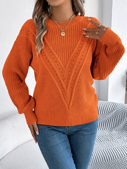 Dolce Paris |  Pull à col rond ajouré à manches longues