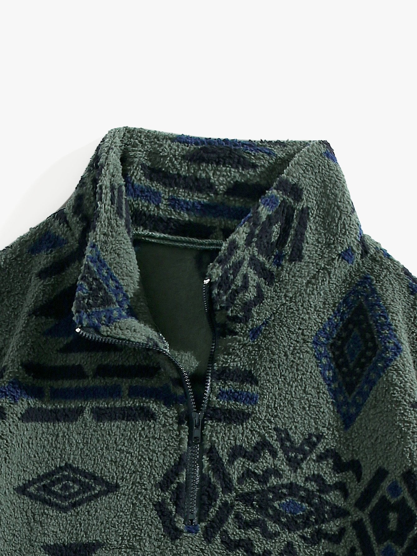 Sweat-shirt Teddy Imprimé Azteque à Zip Quart – Confortable, Stylé & Tendance