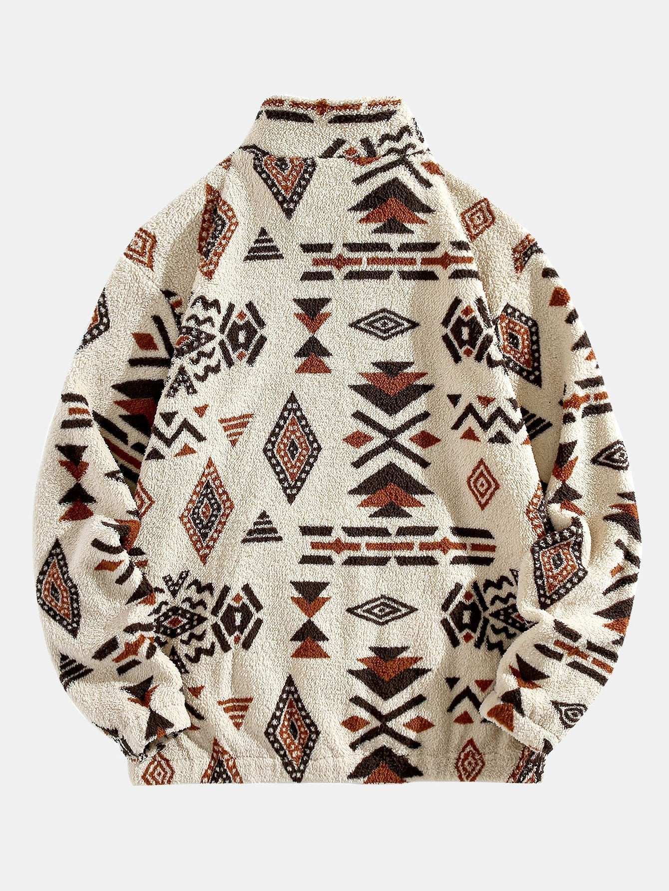 Sweat-shirt Teddy Imprimé Azteque à Zip Quart – Confortable, Stylé & Tendance
