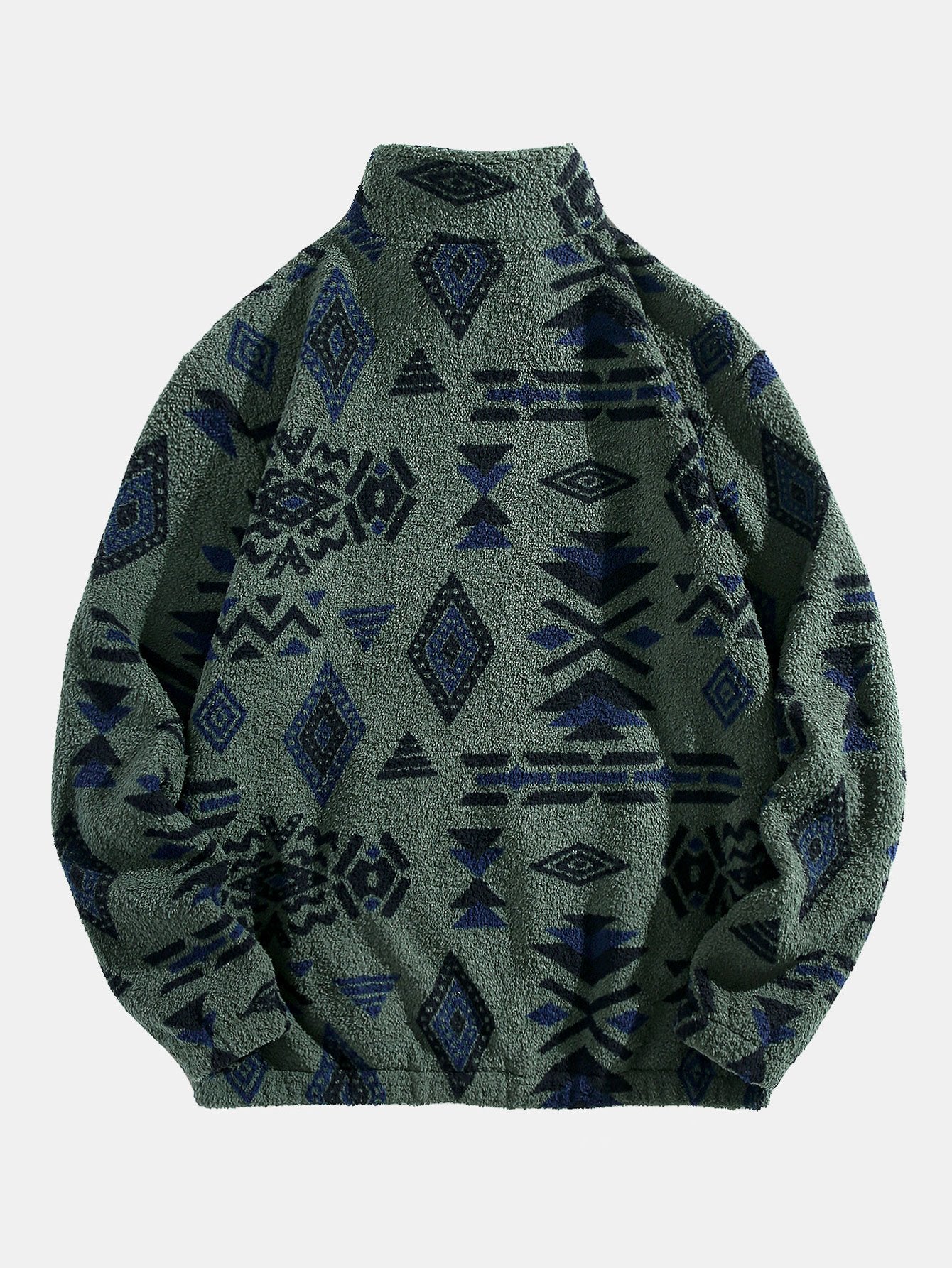 Sweat-shirt Teddy Imprimé Azteque à Zip Quart – Confortable, Stylé & Tendance