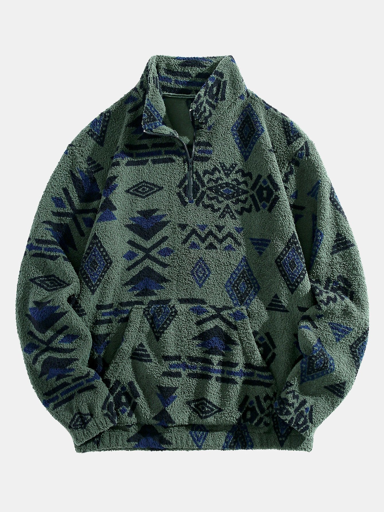 Sweat-shirt Teddy Imprimé Azteque à Zip Quart – Confortable, Stylé & Tendance