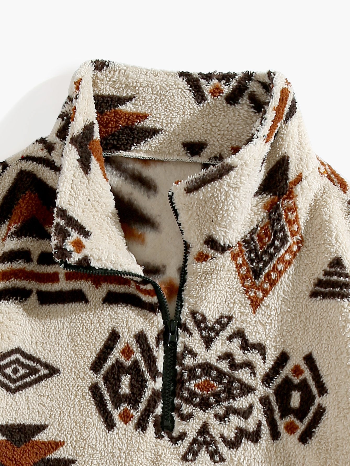 Sweat-shirt Teddy Imprimé Azteque à Zip Quart – Confortable, Stylé & Tendance